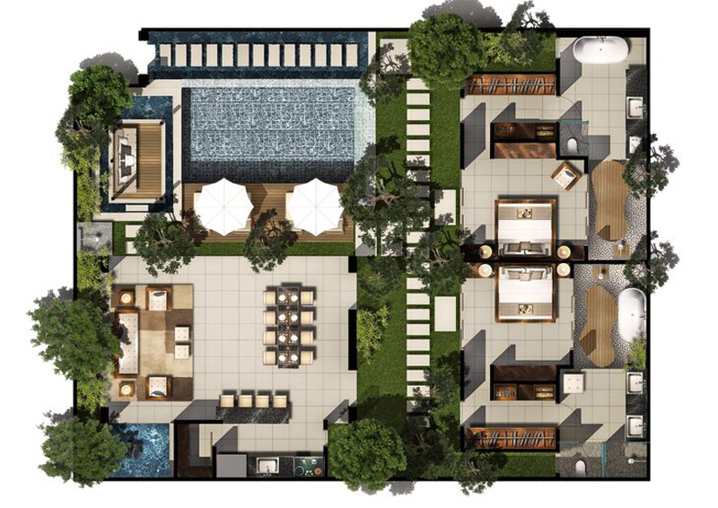 2 Bed Pool Villa  Floor Plan  Chandra Bali  Villas 