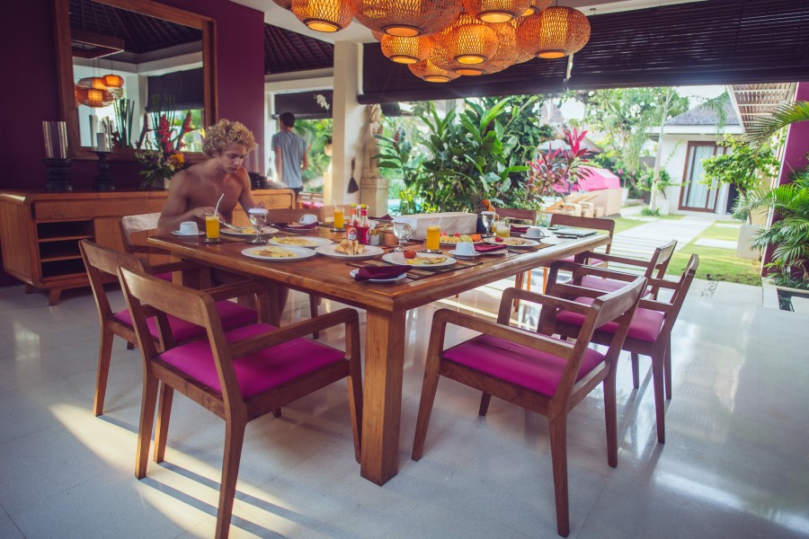 The breakfast table when Jon Olsson, Janni Deler and superstar photographers Oskar Bakke and Fabian Wester Stayed. (image credit Janni Deler)